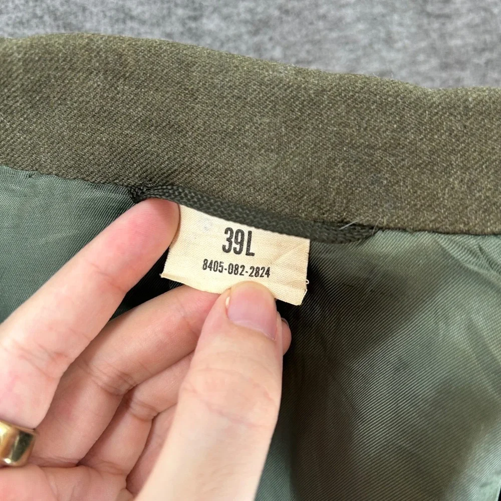 Vintage 1968 USMC Wool Serge Service Coat 39L Khaki Shirt Tie Belt Set Men